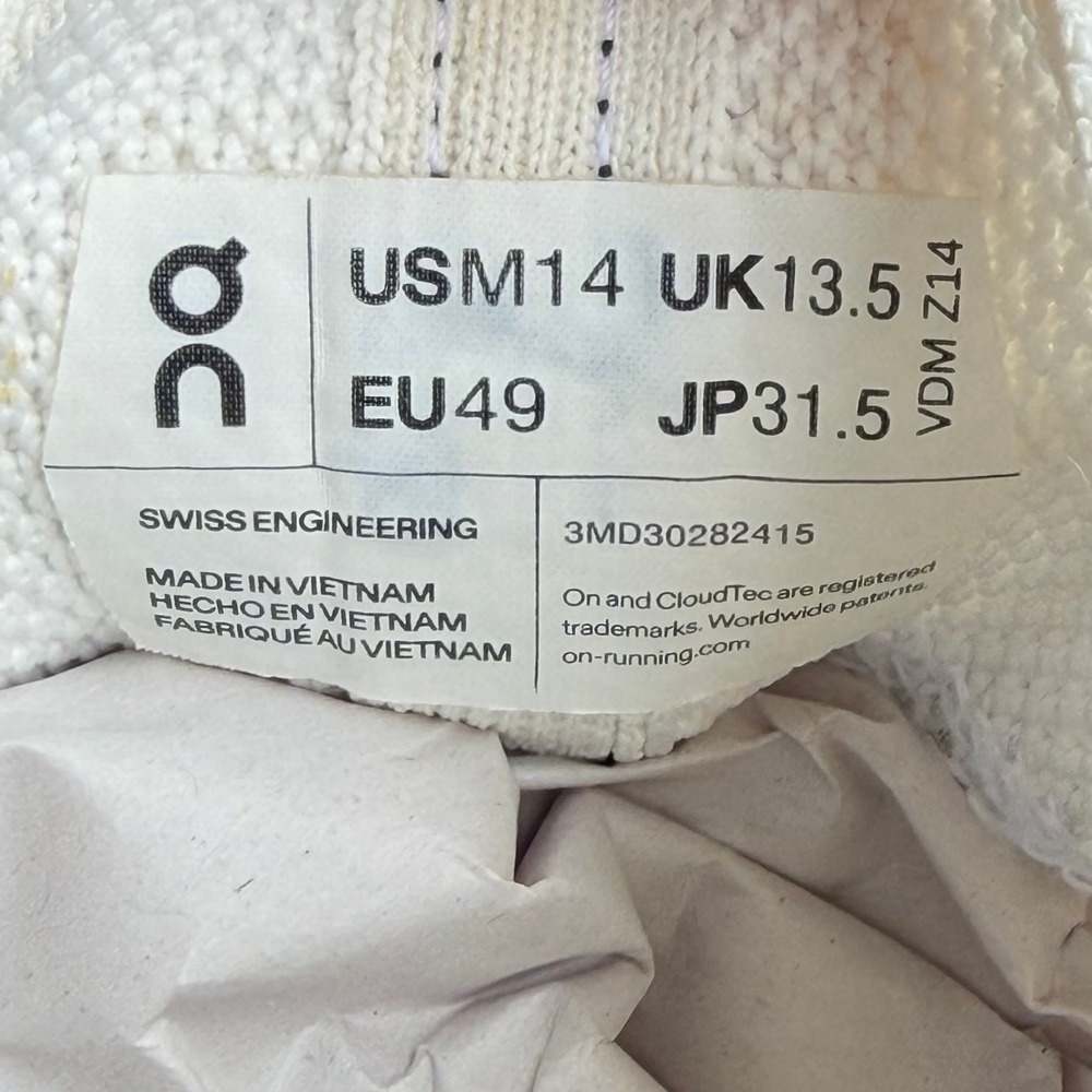 On Cloudultra Mens 14 White Cushion Comfort Trail Running Shoes Mesh Helion - Picture 10 of 10